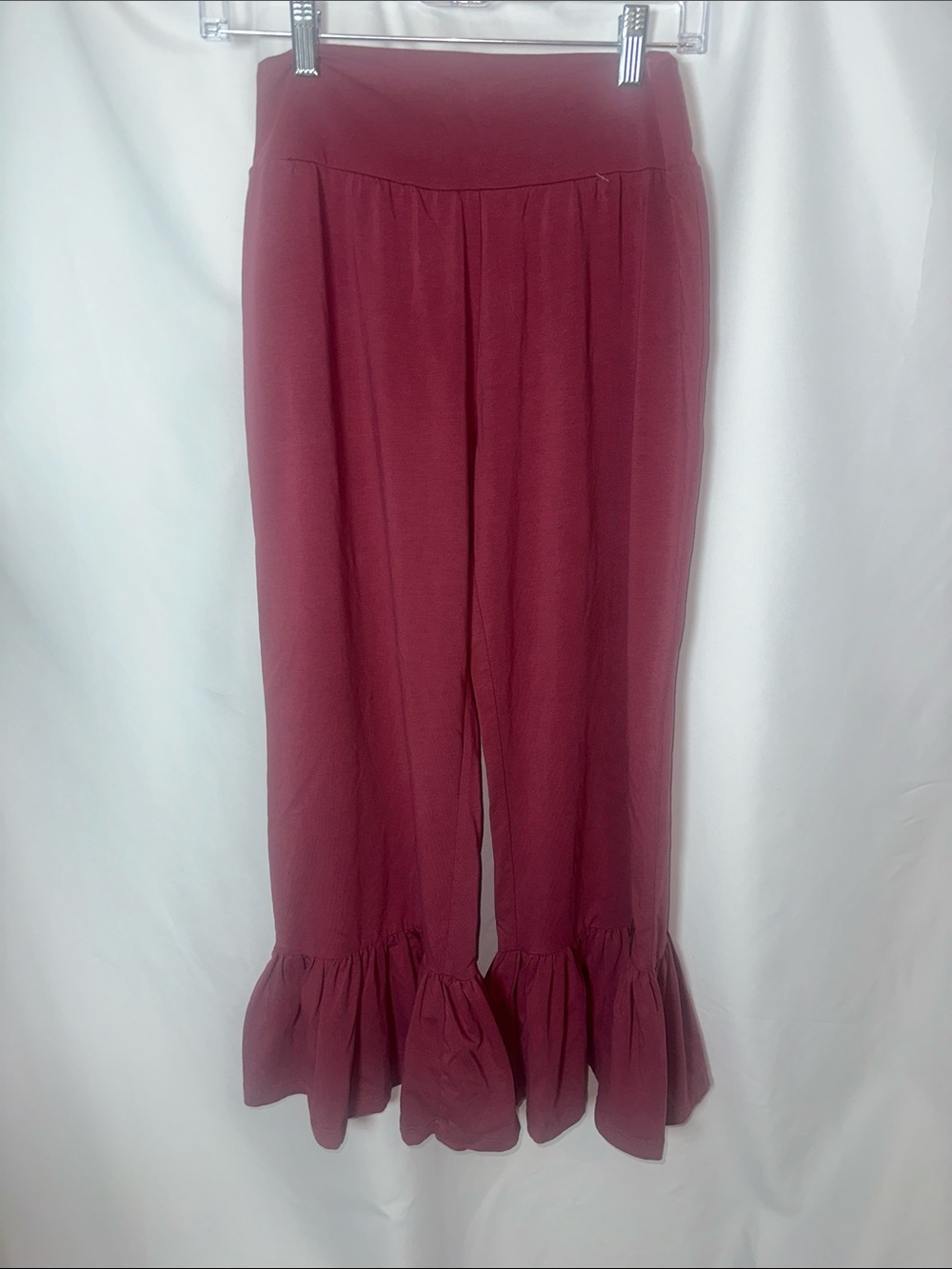 Matilda Jane Wide-Leg Ruffle Hem Pants - Burgundy